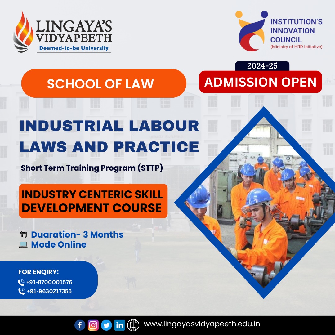 Industrial Labour Law and Practice - Short Term Training